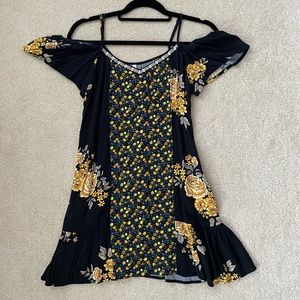 Black Floral Off the Shoulder Dress